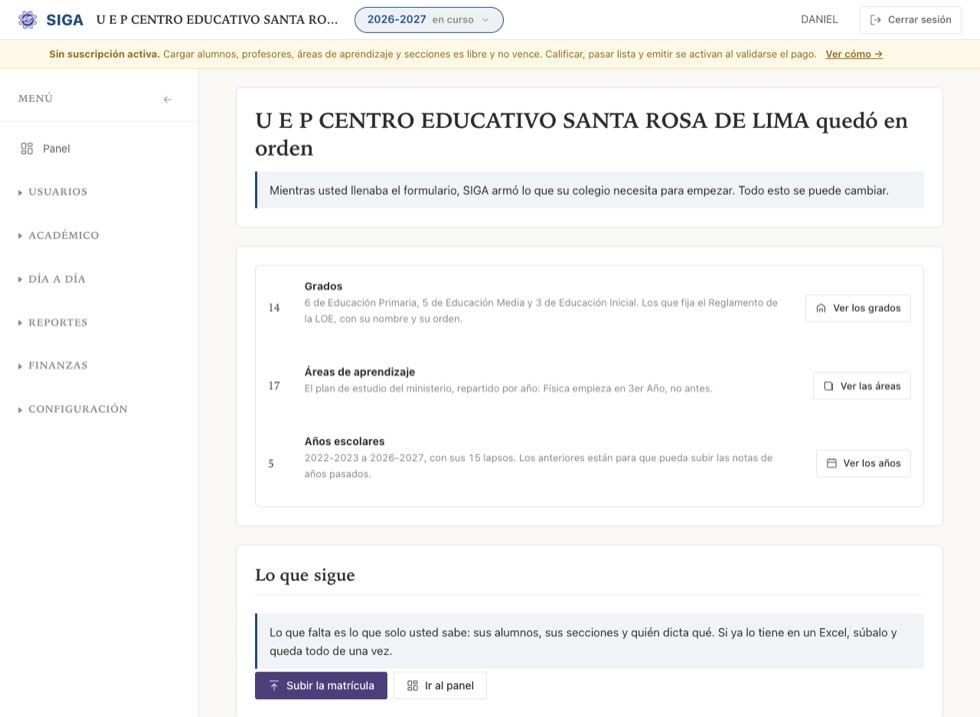 «Su colegio quedó en orden»: los grados, las áreas de aprendizaje y los años escolares, ya creados. Todo se puede cambiar.